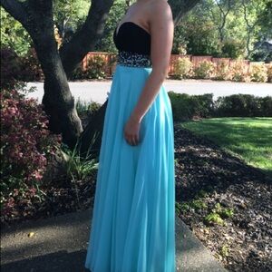 Strapless prom dress-teal with beaded band